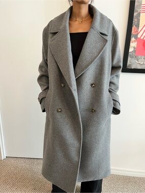 H&M Double-Breasted Wool Blend Coat